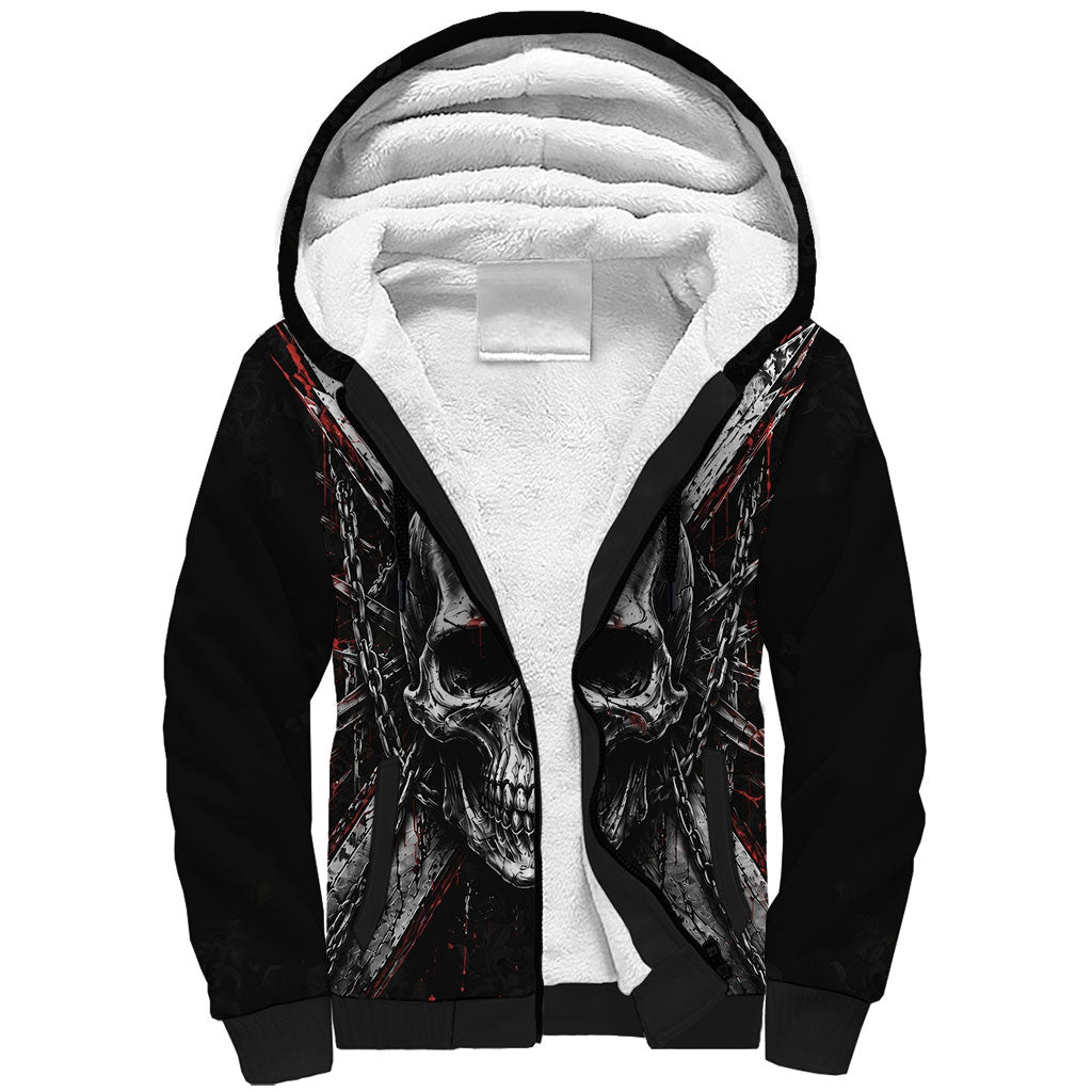 Generation X Skull Sherpa Hoodie Distressed Heavy Metal Grunge