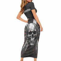 Generation X Skull Short Sleeve Bodycon Dress Distressed Heavy Metal Grunge