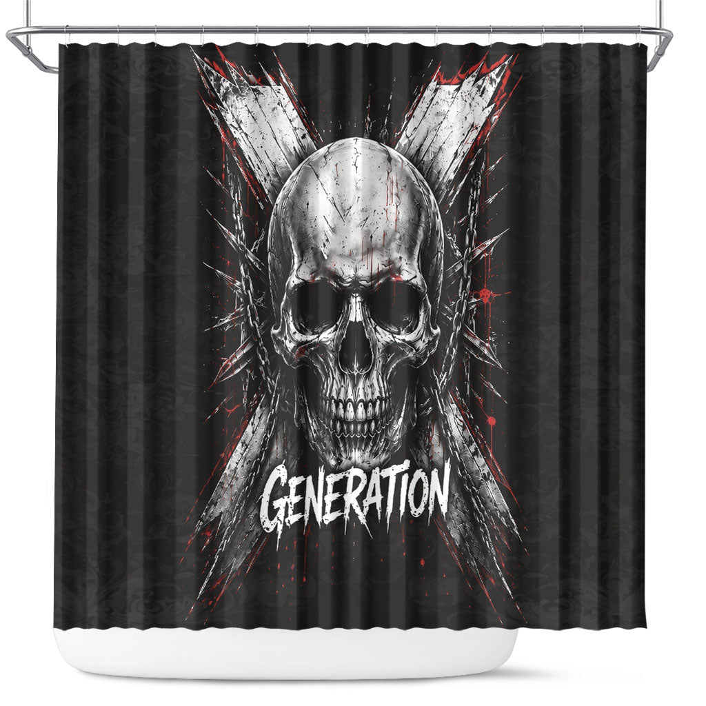 Generation X Skull Shower Curtain Distressed Heavy Metal Grunge