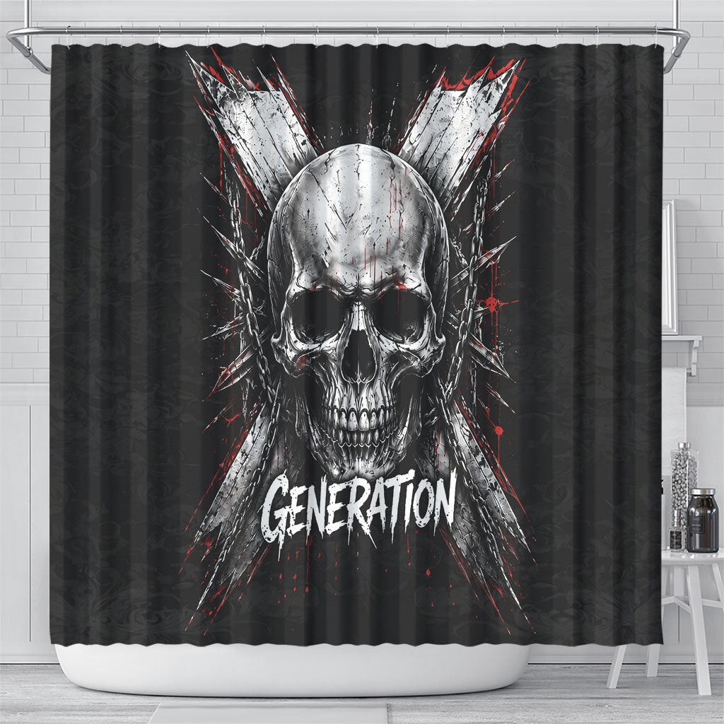 Generation X Skull Shower Curtain Distressed Heavy Metal Grunge