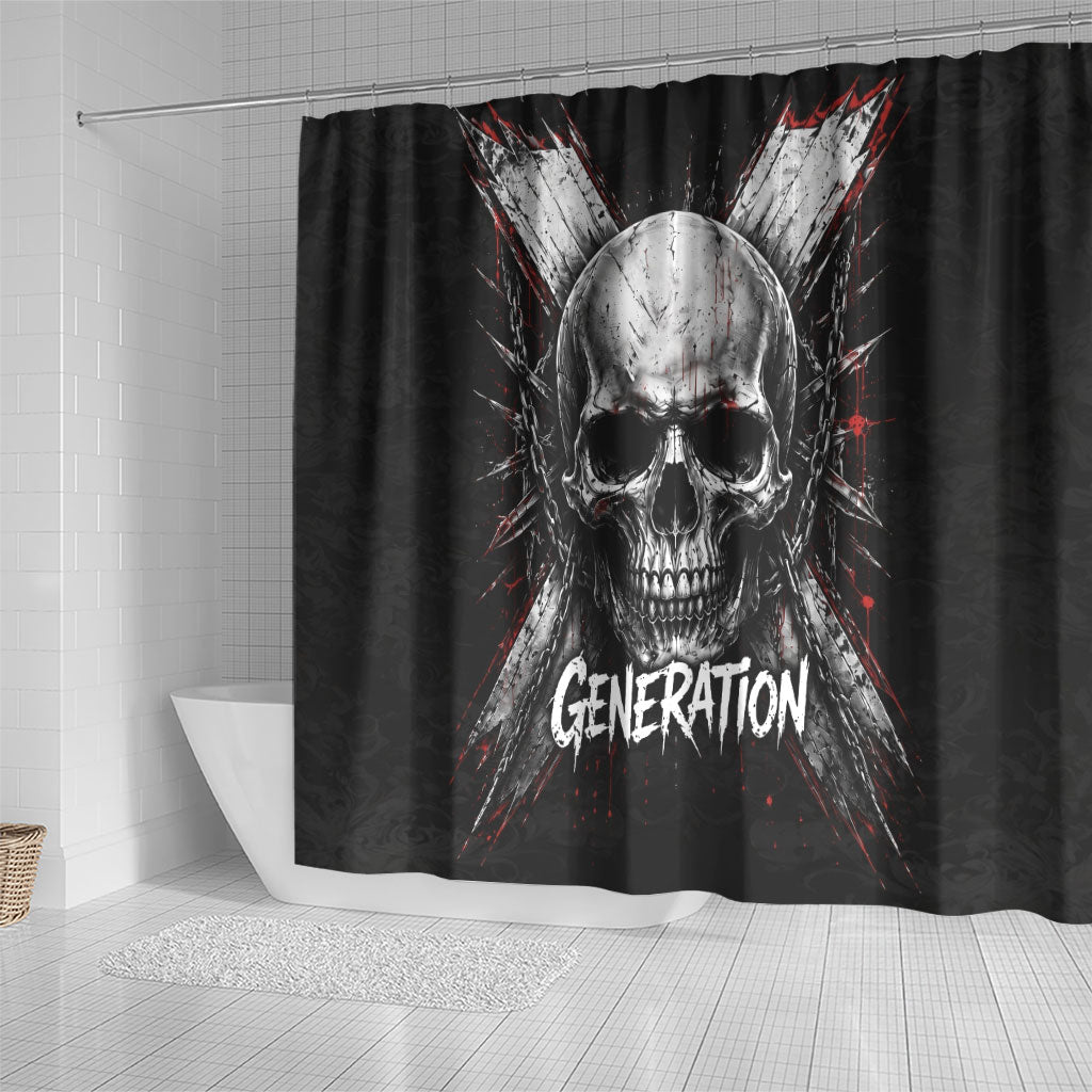 Generation X Skull Shower Curtain Distressed Heavy Metal Grunge