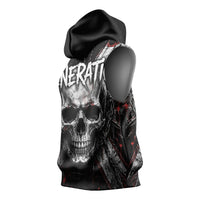 Generation X Skull Sleeveless Hoodie Distressed Heavy Metal Grunge