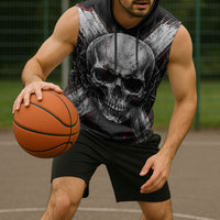 Generation X Skull Sleeveless Hoodie Distressed Heavy Metal Grunge