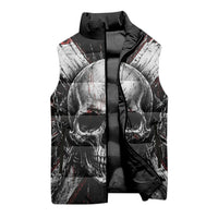 Generation X Skull Sleeveless Puffer Jacket Distressed Heavy Metal Grunge
