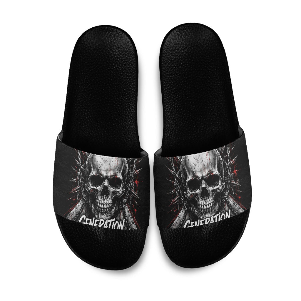 Generation X Skull Slide Sandals Distressed Heavy Metal Grunge