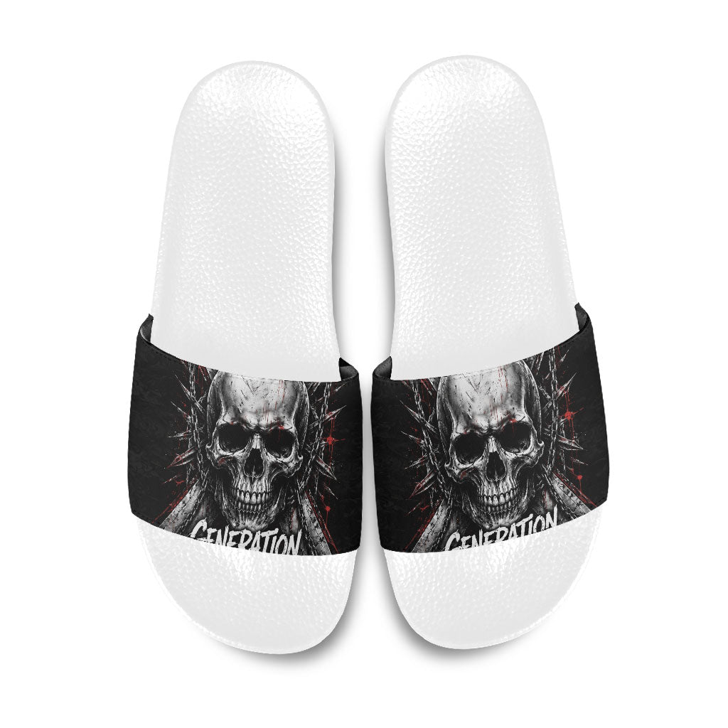 Generation X Skull Slide Sandals Distressed Heavy Metal Grunge