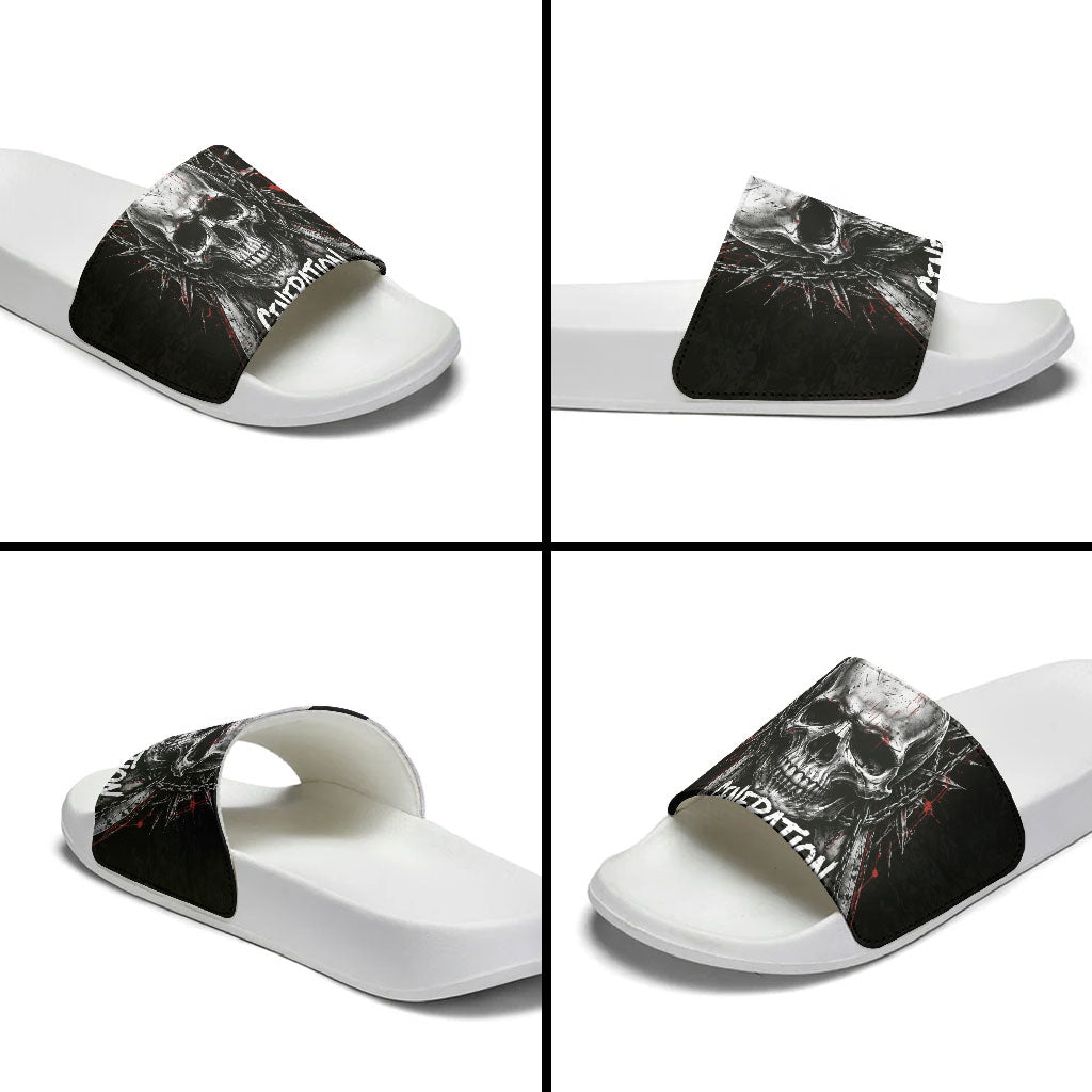 Generation X Skull Slide Sandals Distressed Heavy Metal Grunge