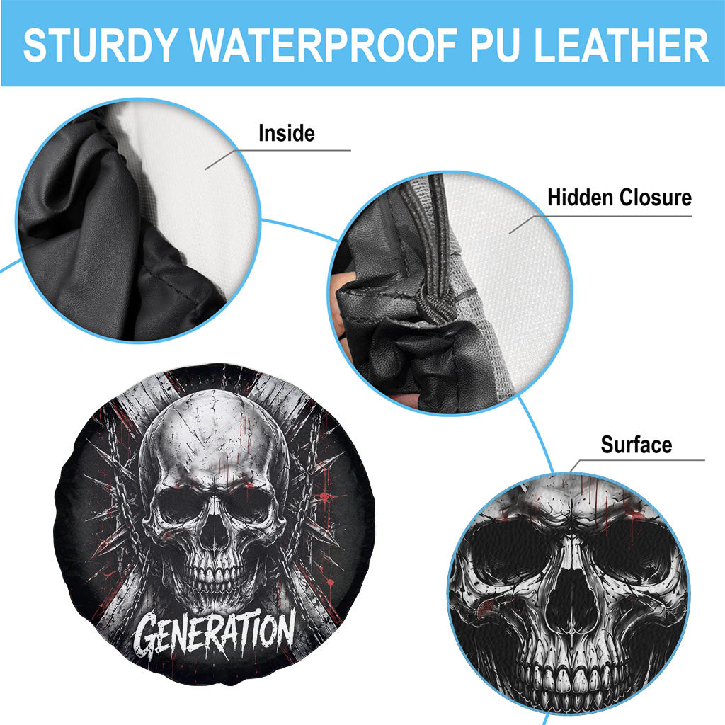 Generation X Skull Spare Tire Cover Distressed Heavy Metal Grunge
