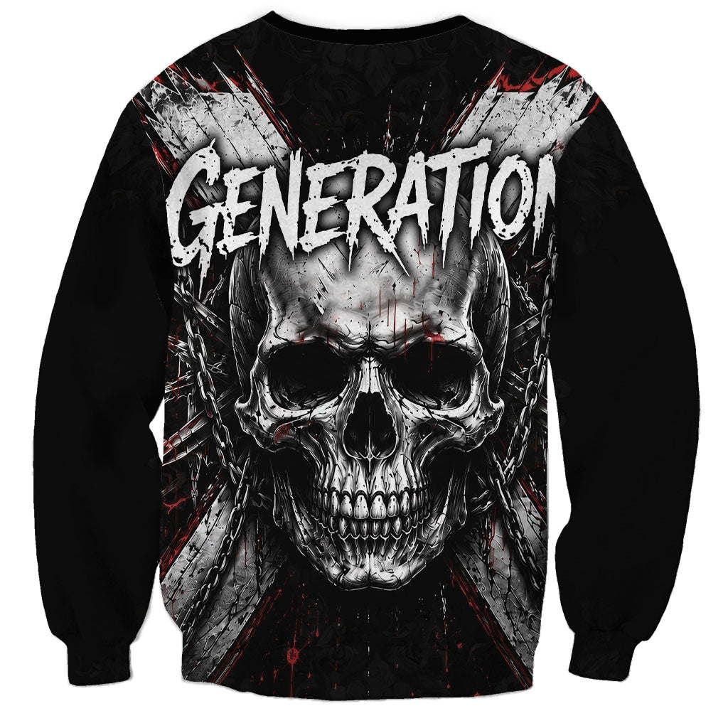 Generation X Skull Sweatshirt Distressed Heavy Metal Grunge