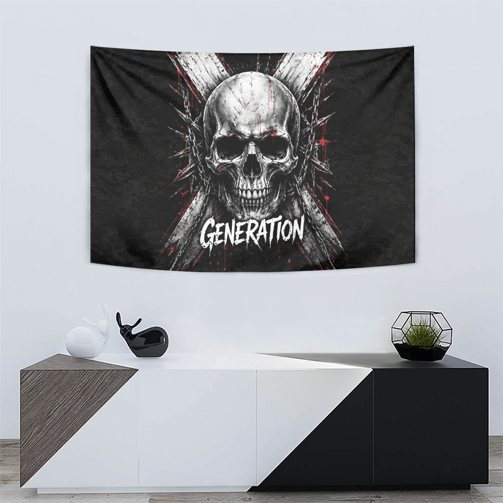 Generation X Skull Tapestry Distressed Heavy Metal Grunge