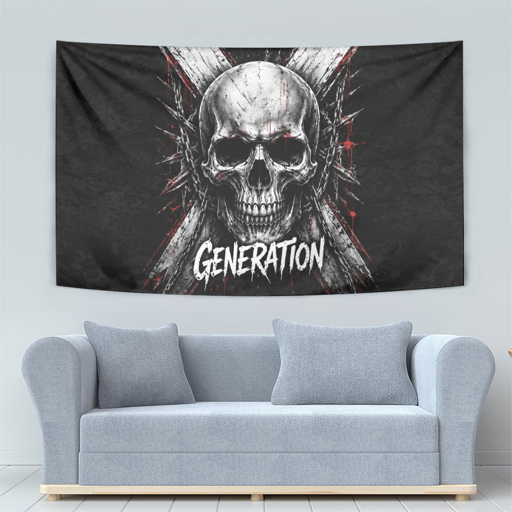 Generation X Skull Tapestry Distressed Heavy Metal Grunge