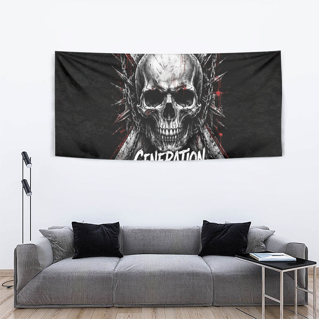 Generation X Skull Tapestry Distressed Heavy Metal Grunge
