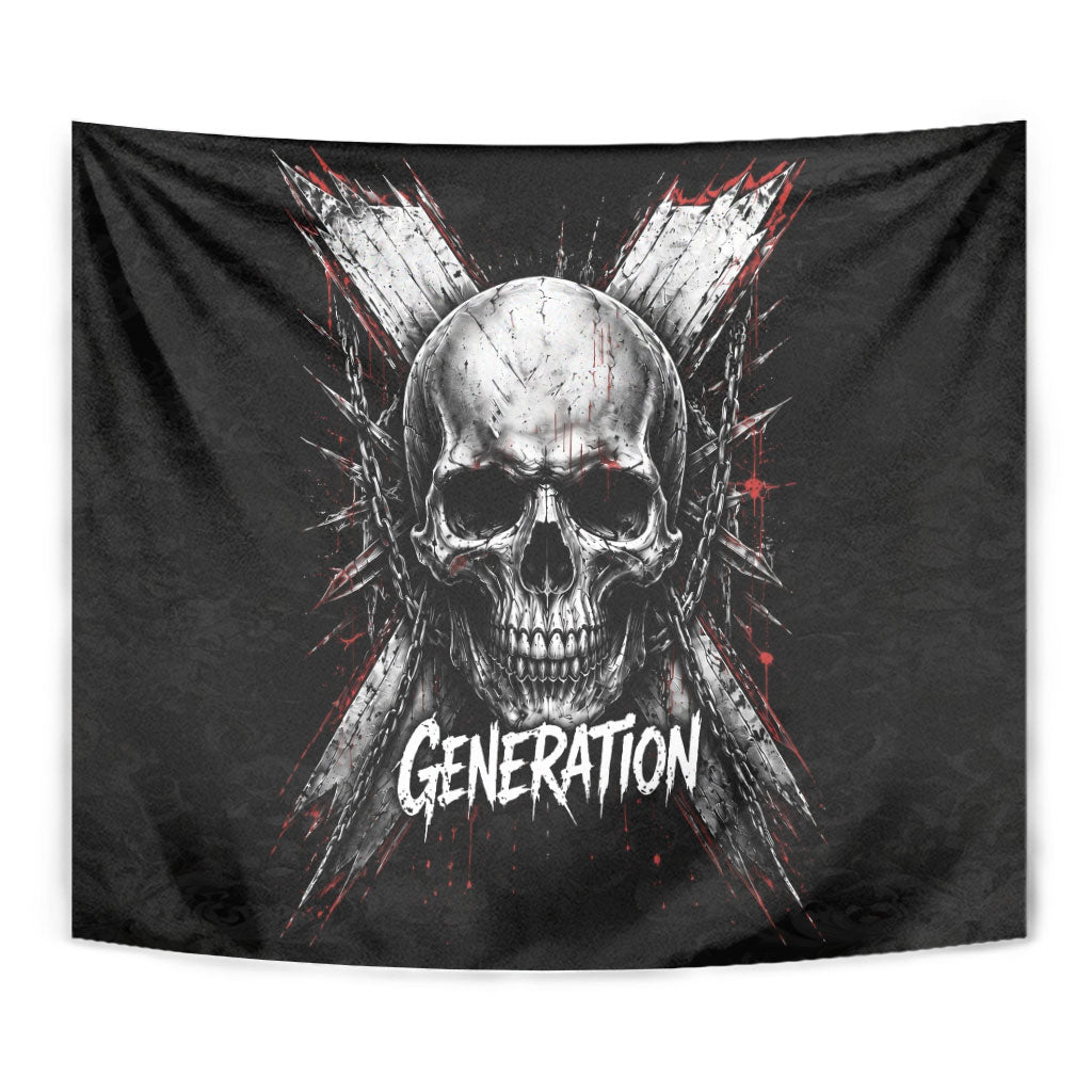 Generation X Skull Tapestry Distressed Heavy Metal Grunge