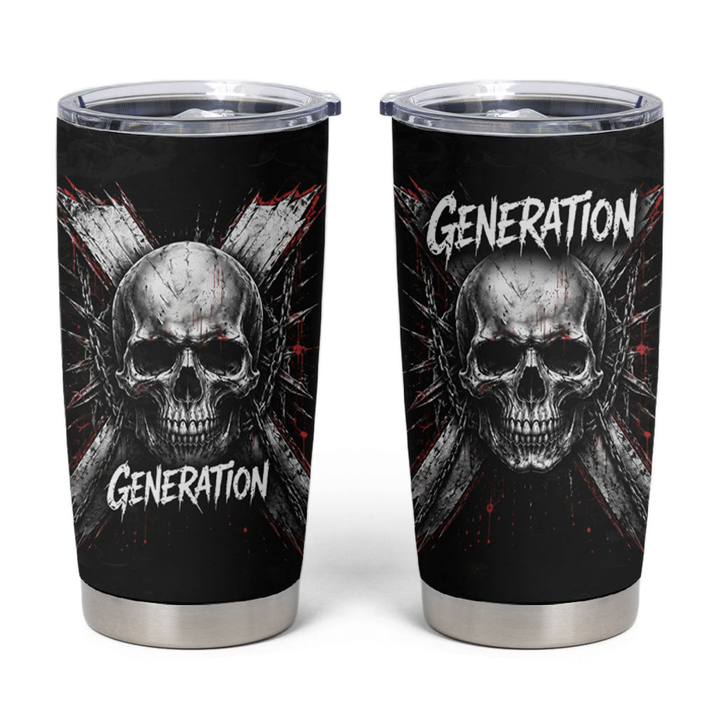 Generation X Skull Tumbler Cup Distressed Heavy Metal Grunge