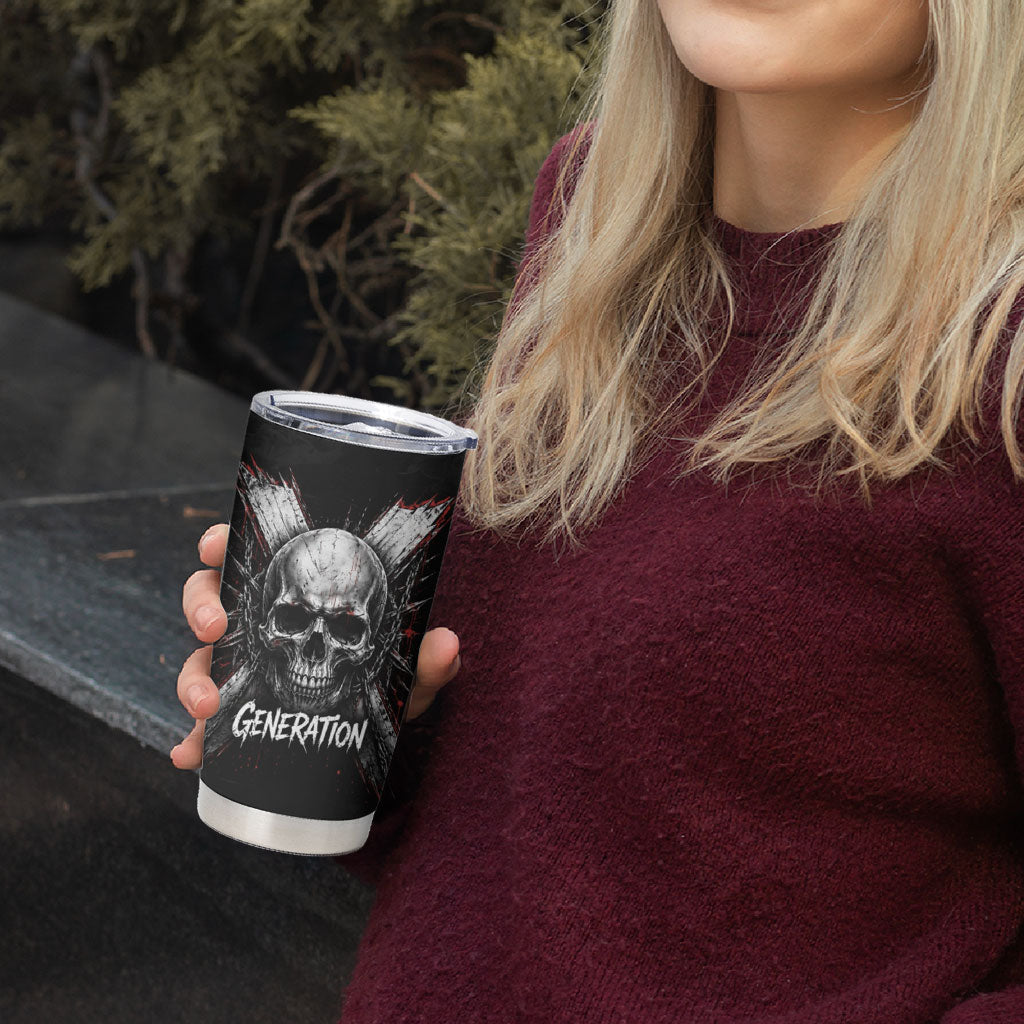 Generation X Skull Tumbler Cup Distressed Heavy Metal Grunge
