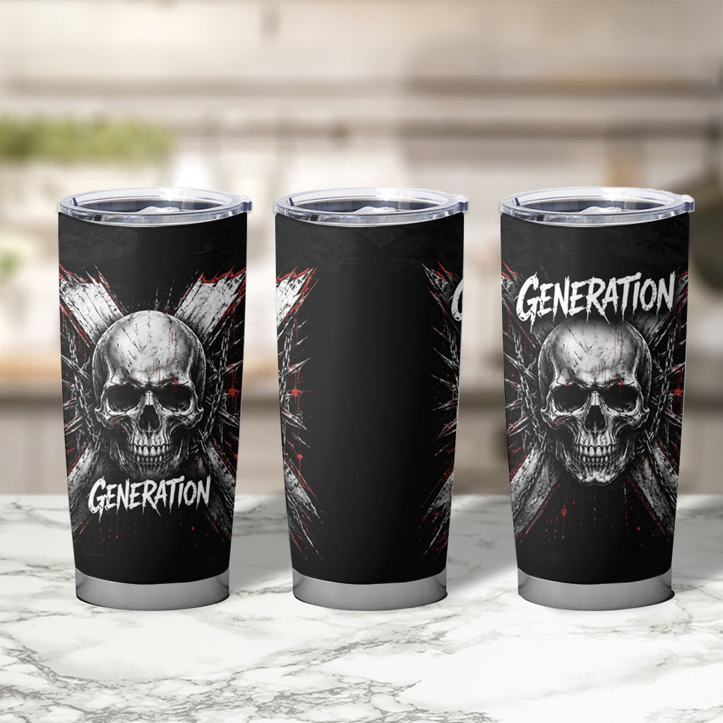 Generation X Skull Tumbler Cup Distressed Heavy Metal Grunge