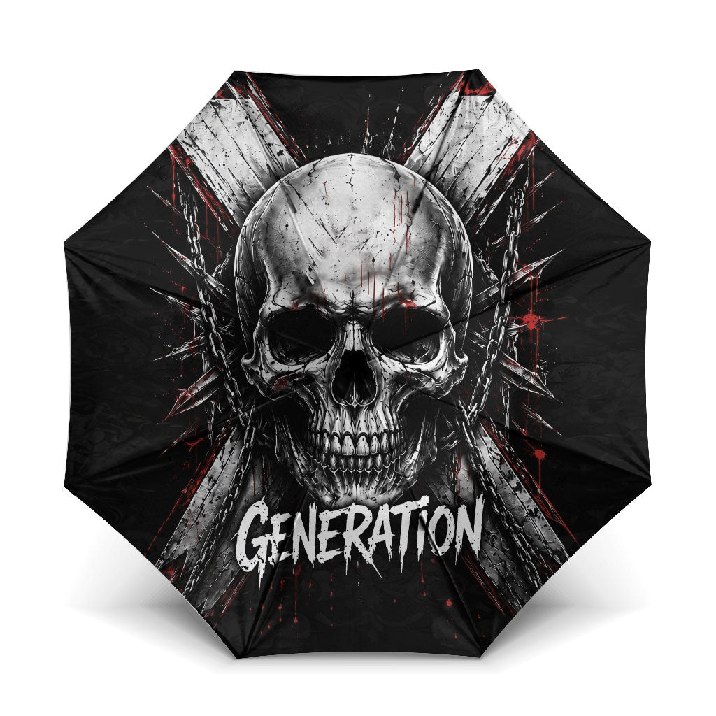 Generation X Skull Umbrella Distressed Heavy Metal Grunge