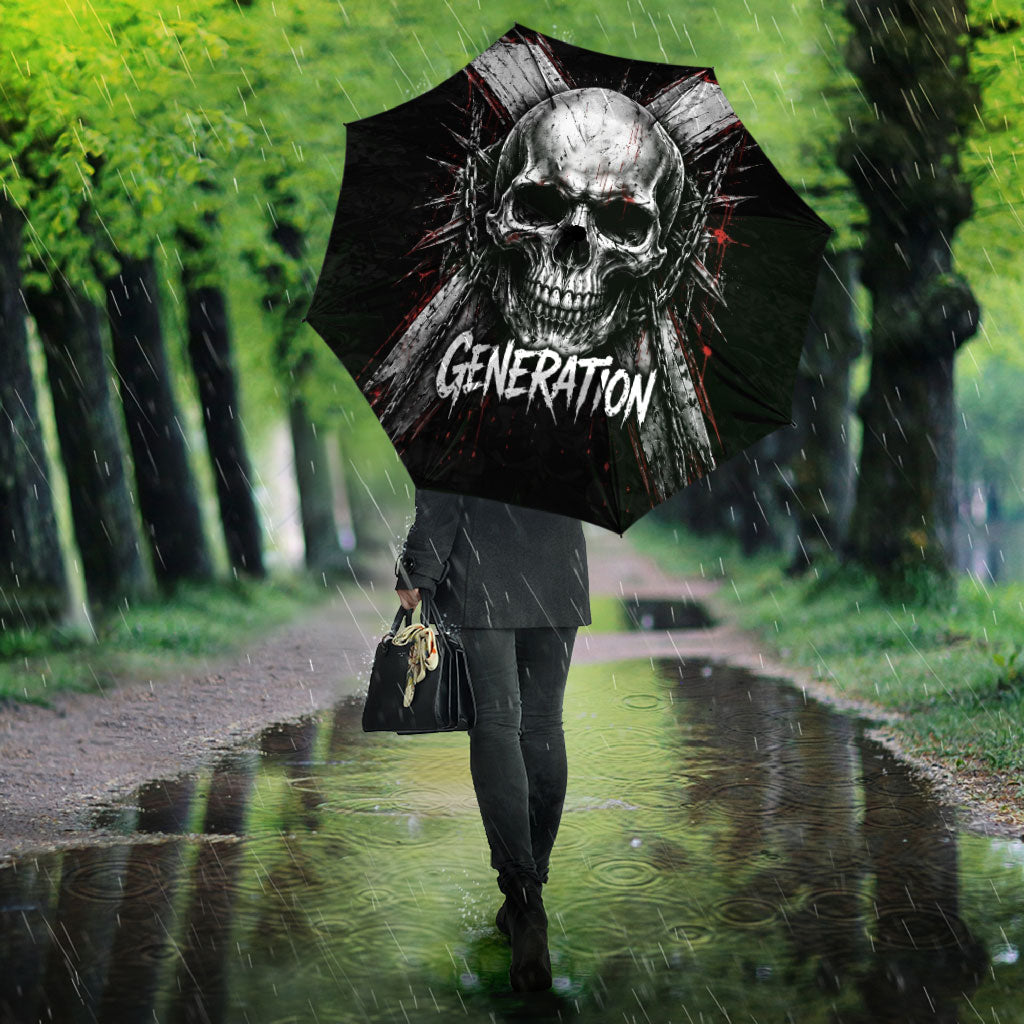 Generation X Skull Umbrella Distressed Heavy Metal Grunge
