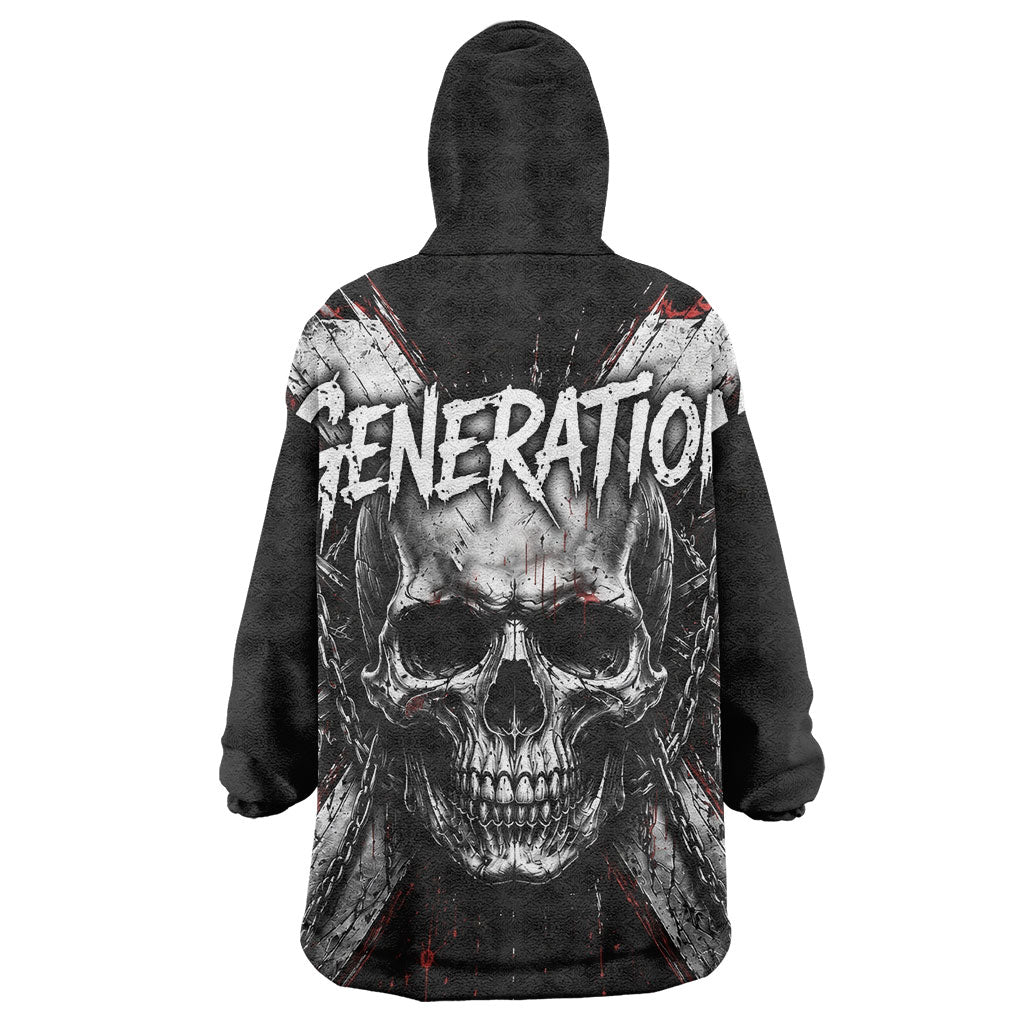 Generation X Skull Wearable Blanket Hoodie Distressed Heavy Metal Grunge