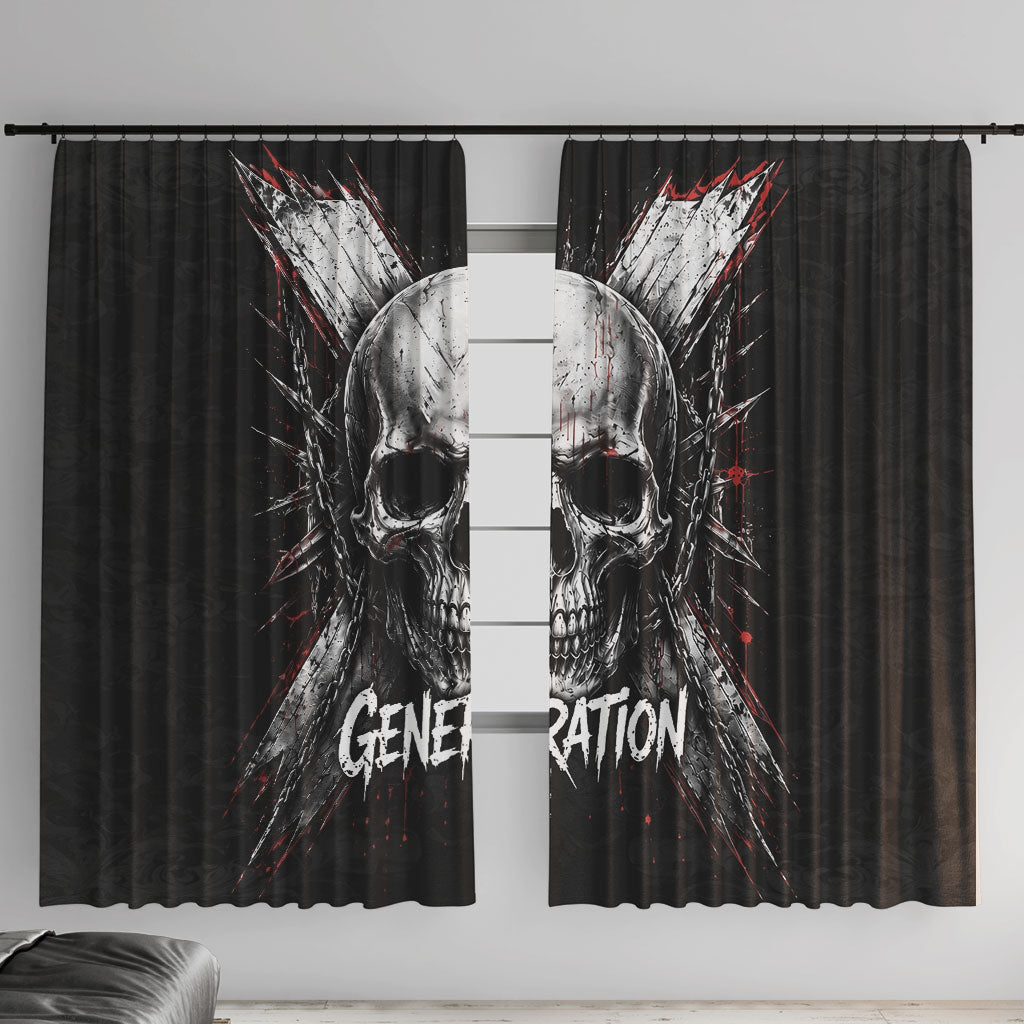 Generation X Skull Window Curtain Distressed Heavy Metal Grunge