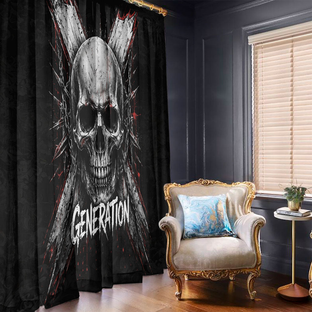 Generation X Skull Window Curtain Distressed Heavy Metal Grunge