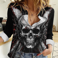 Generation X Skull Women Casual Shirt Distressed Heavy Metal Grunge