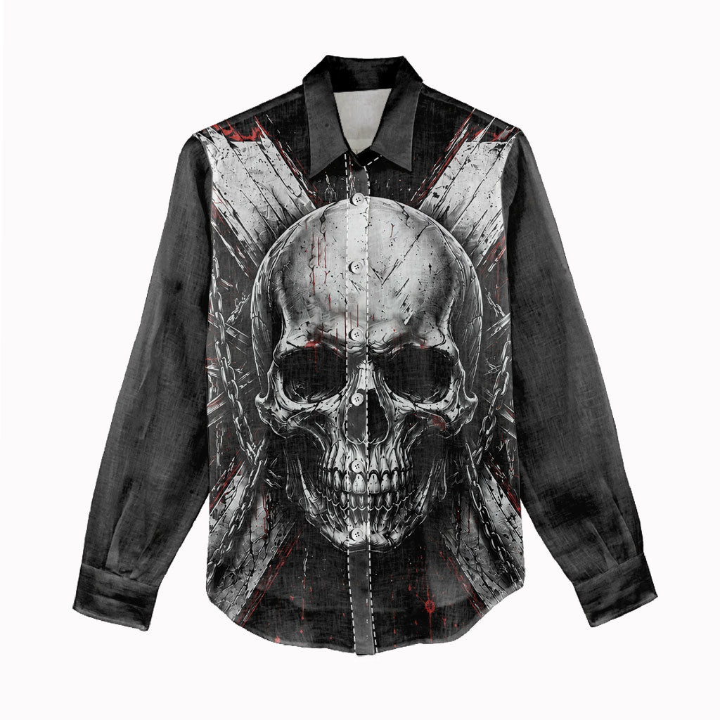 Generation X Skull Women Casual Shirt Distressed Heavy Metal Grunge