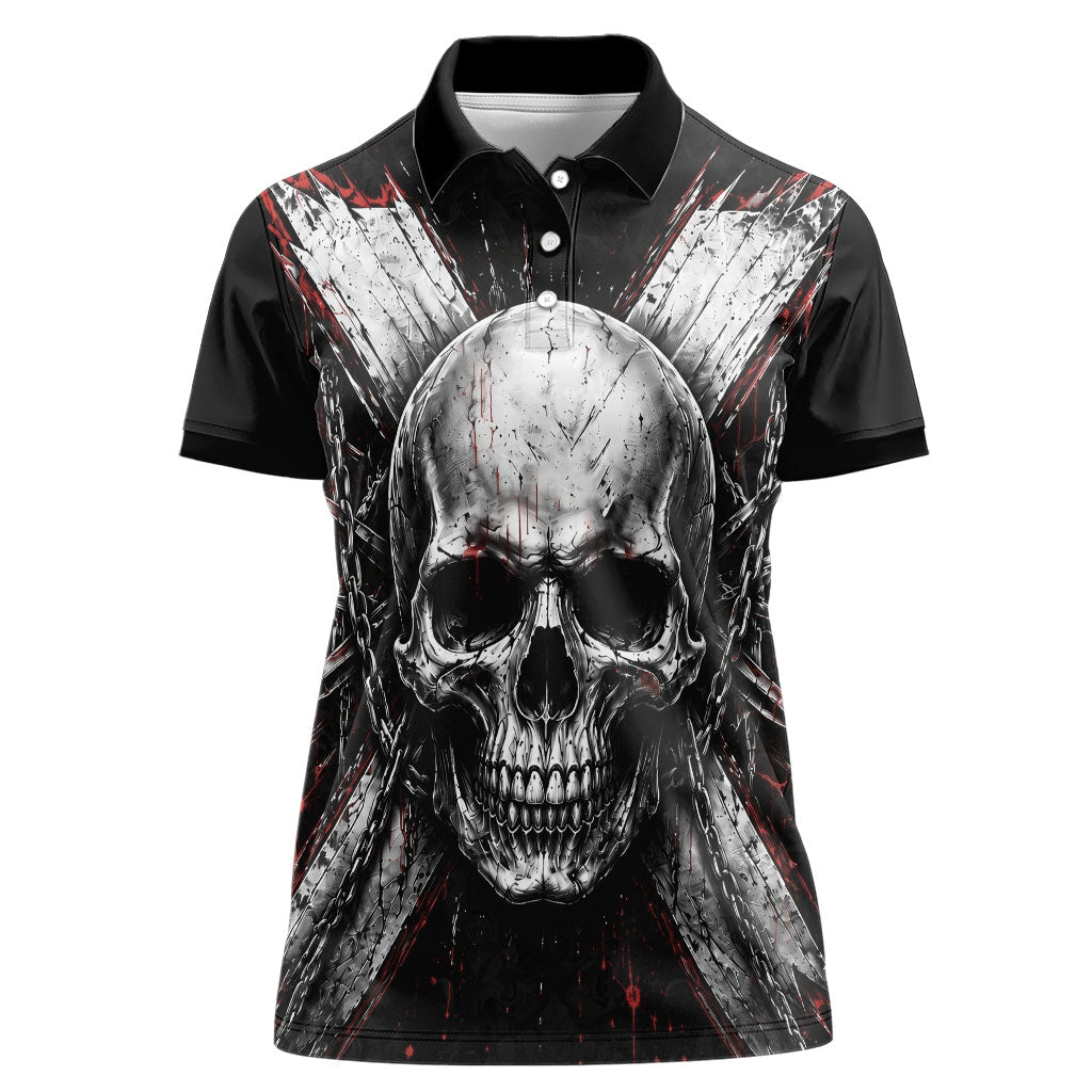 Generation X Skull Women Polo Shirt Distressed Heavy Metal Grunge