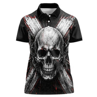 Generation X Skull Women Polo Shirt Distressed Heavy Metal Grunge