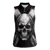 Generation X Skull Women Sleeveless Polo Shirt Distressed Heavy Metal Grunge