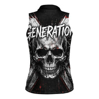Generation X Skull Women Sleeveless Polo Shirt Distressed Heavy Metal Grunge