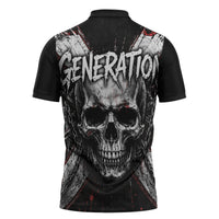 Generation X Skull Zipper Polo Shirt Distressed Heavy Metal Grunge