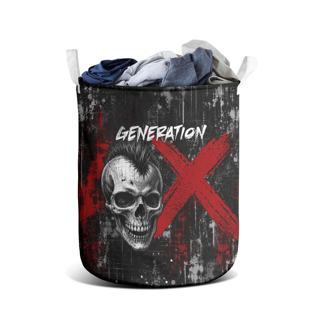 Generation X Mohawk Skull Laundry Basket Distressed Punk Rock Grunge