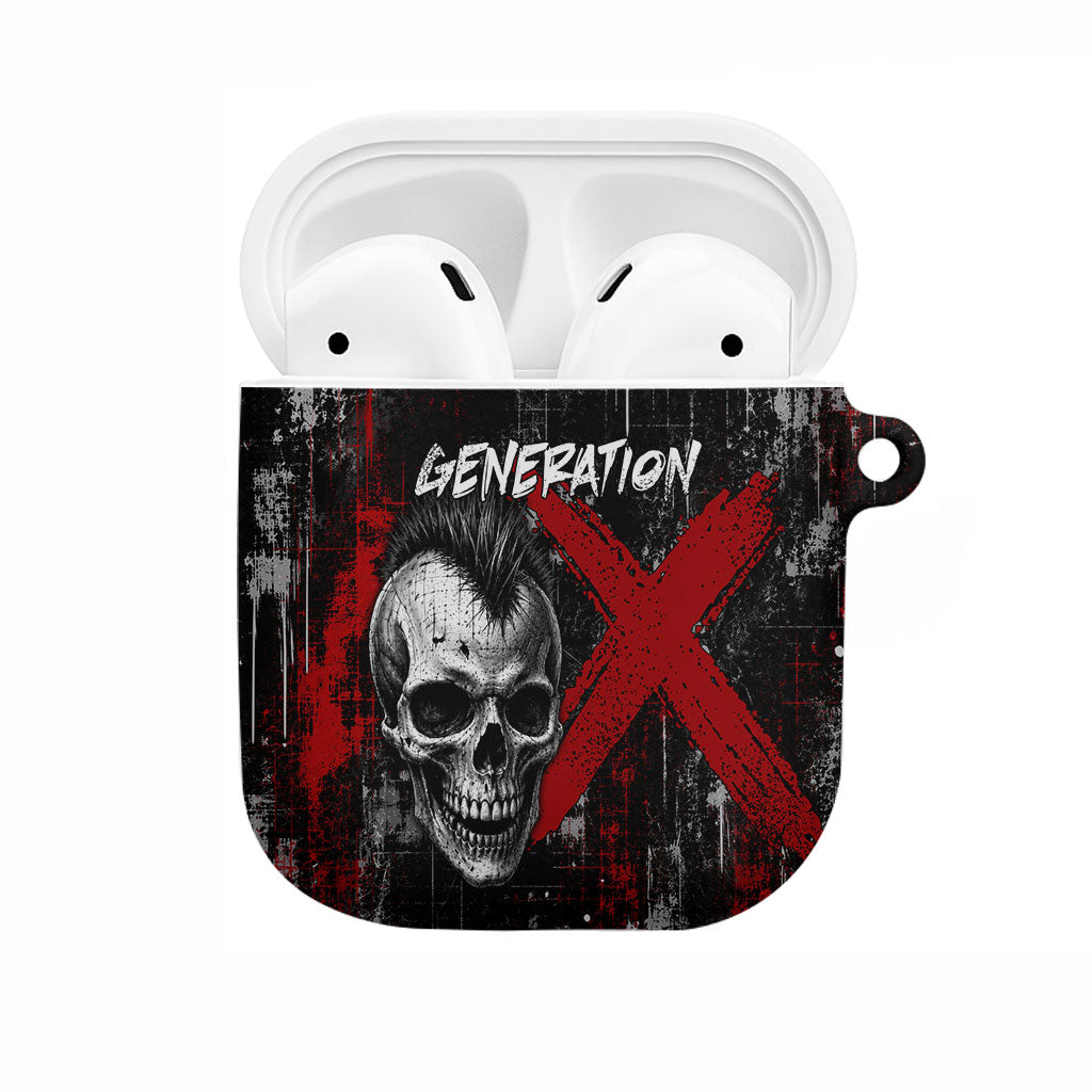 Generation X Mohawk Skull AirPods Case Distressed Punk Rock Grunge