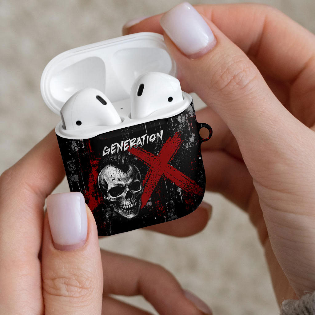 Generation X Mohawk Skull AirPods Case Distressed Punk Rock Grunge