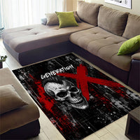 Generation X Mohawk Skull Area Rug Distressed Punk Rock Grunge