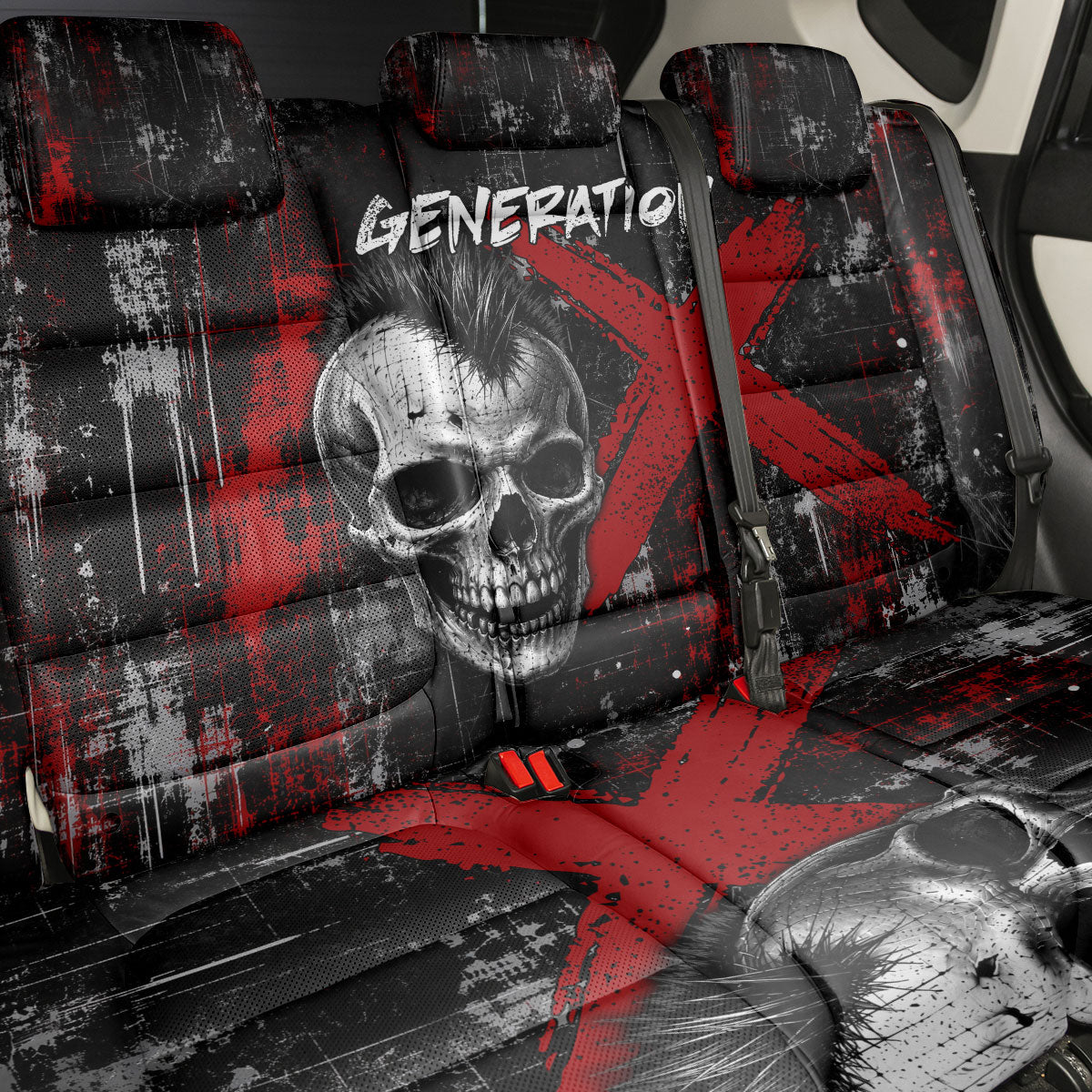 Generation X Mohawk Skull Back Car Seat Cover Distressed Punk Rock Grunge