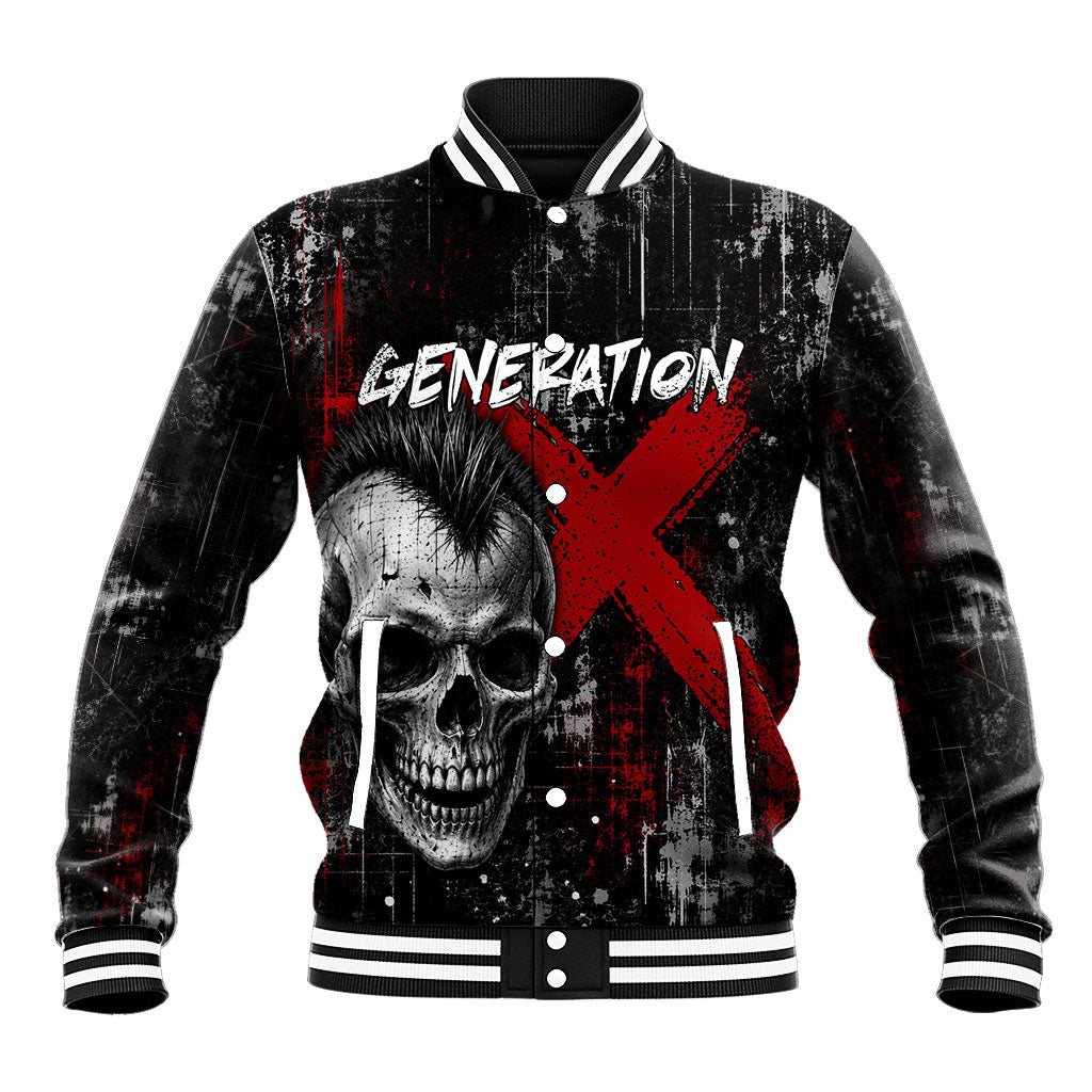 Generation X Mohawk Skull Baseball Jacket Distressed Punk Rock Grunge