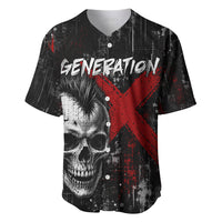 Generation X Mohawk Skull Baseball Jersey Distressed Punk Rock Grunge