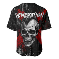 Generation X Mohawk Skull Baseball Jersey Distressed Punk Rock Grunge
