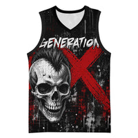 Generation X Mohawk Skull Basketball Jersey Distressed Punk Rock Grunge