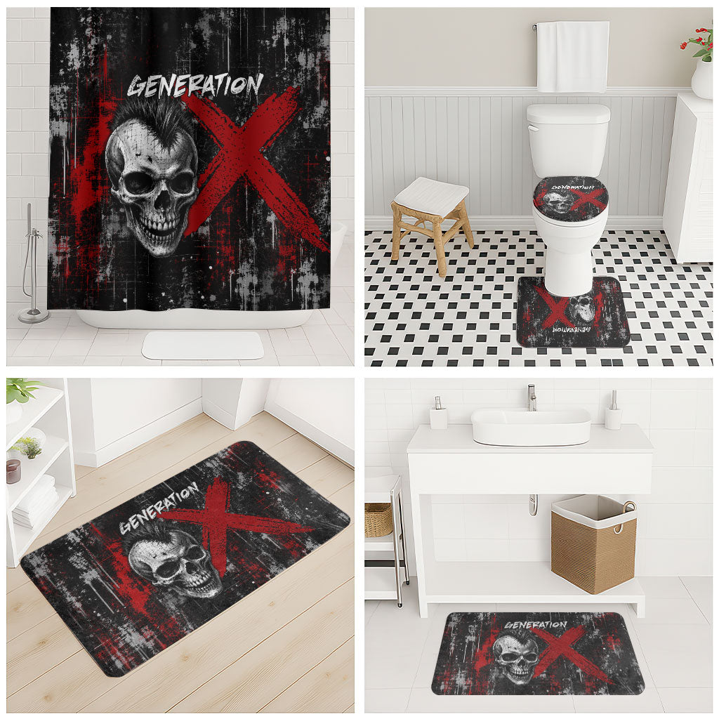 Generation X Mohawk Skull Bathroom Set Distressed Punk Rock Grunge