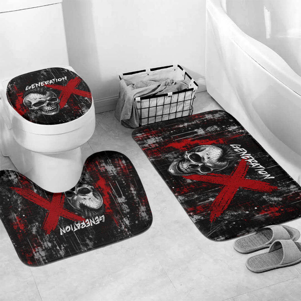 Generation X Mohawk Skull Bathroom Set Distressed Punk Rock Grunge