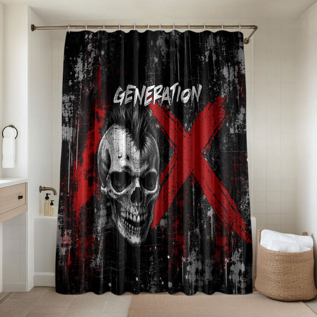 Generation X Mohawk Skull Bathroom Set Distressed Punk Rock Grunge