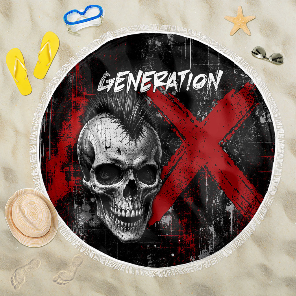 Generation X Mohawk Skull Beach Blanket Distressed Punk Rock Grunge