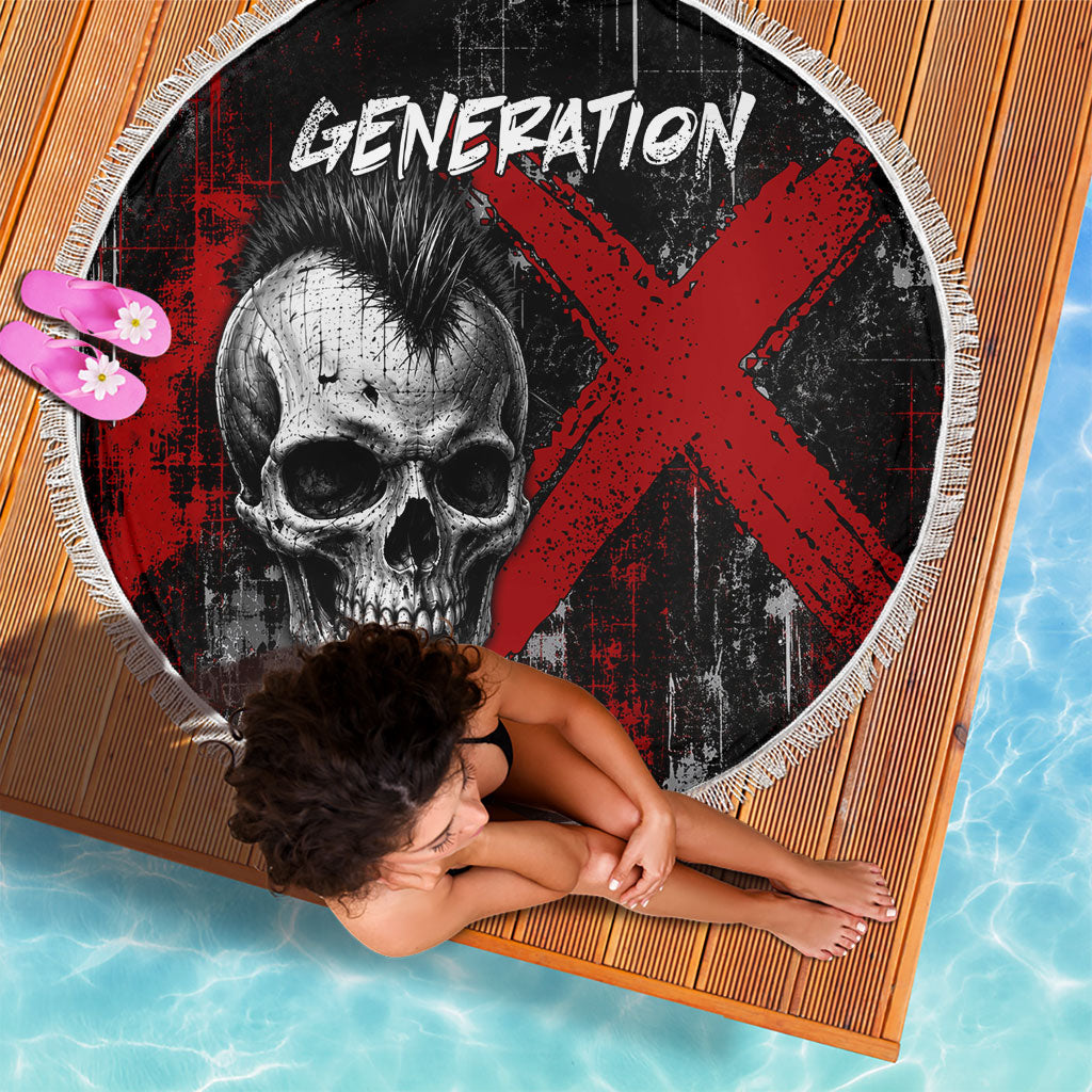 Generation X Mohawk Skull Beach Blanket Distressed Punk Rock Grunge