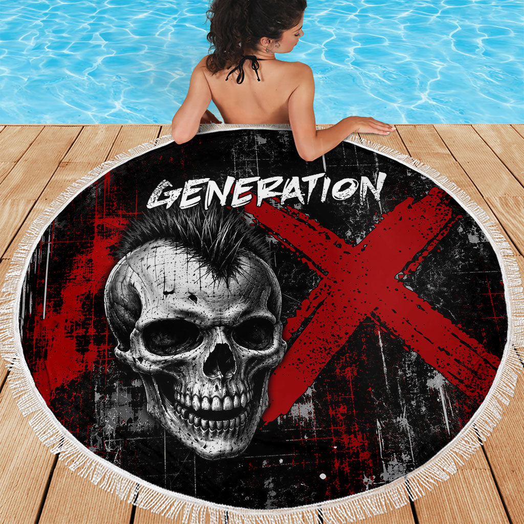 Generation X Mohawk Skull Beach Blanket Distressed Punk Rock Grunge