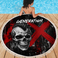 Generation X Mohawk Skull Beach Blanket Distressed Punk Rock Grunge