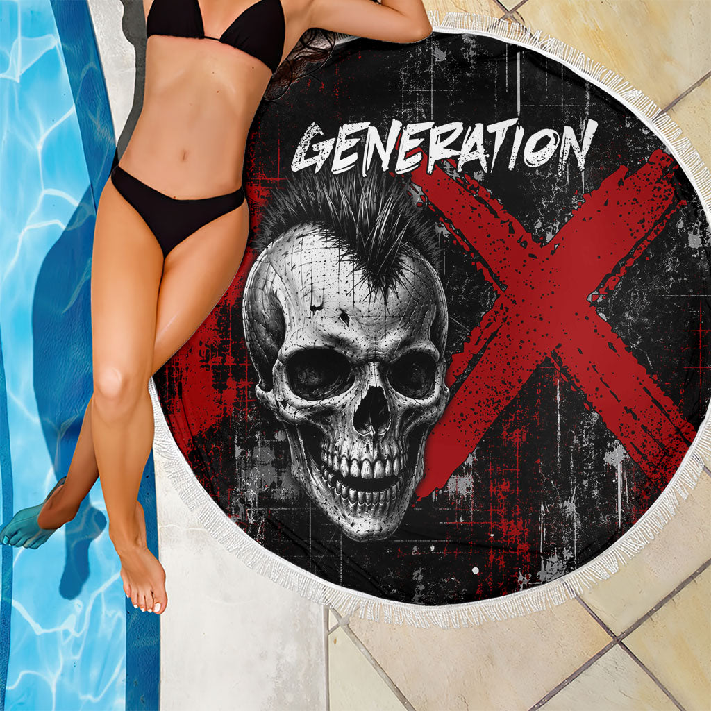 Generation X Mohawk Skull Beach Blanket Distressed Punk Rock Grunge
