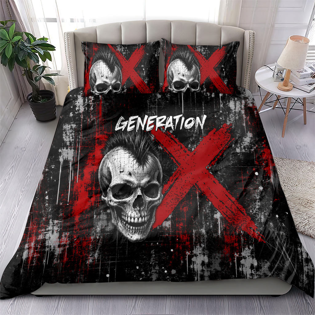 Generation X Mohawk Skull Bedding Set Distressed Punk Rock Grunge